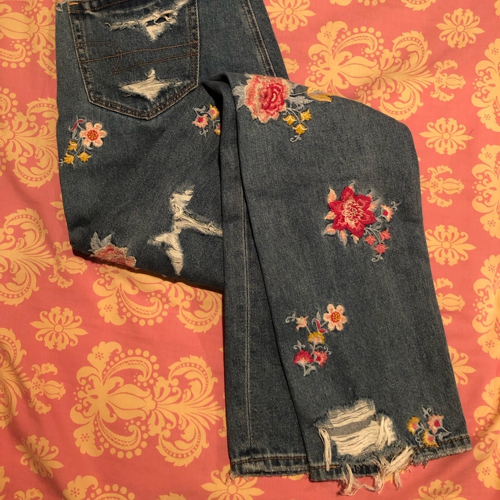 AE Embroidered Mom Jeans